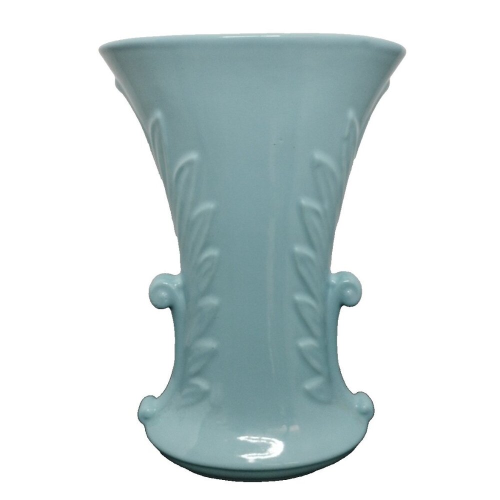 Vintage Abingdon USA Turquoise 10.5”x7" Vase Art Deco